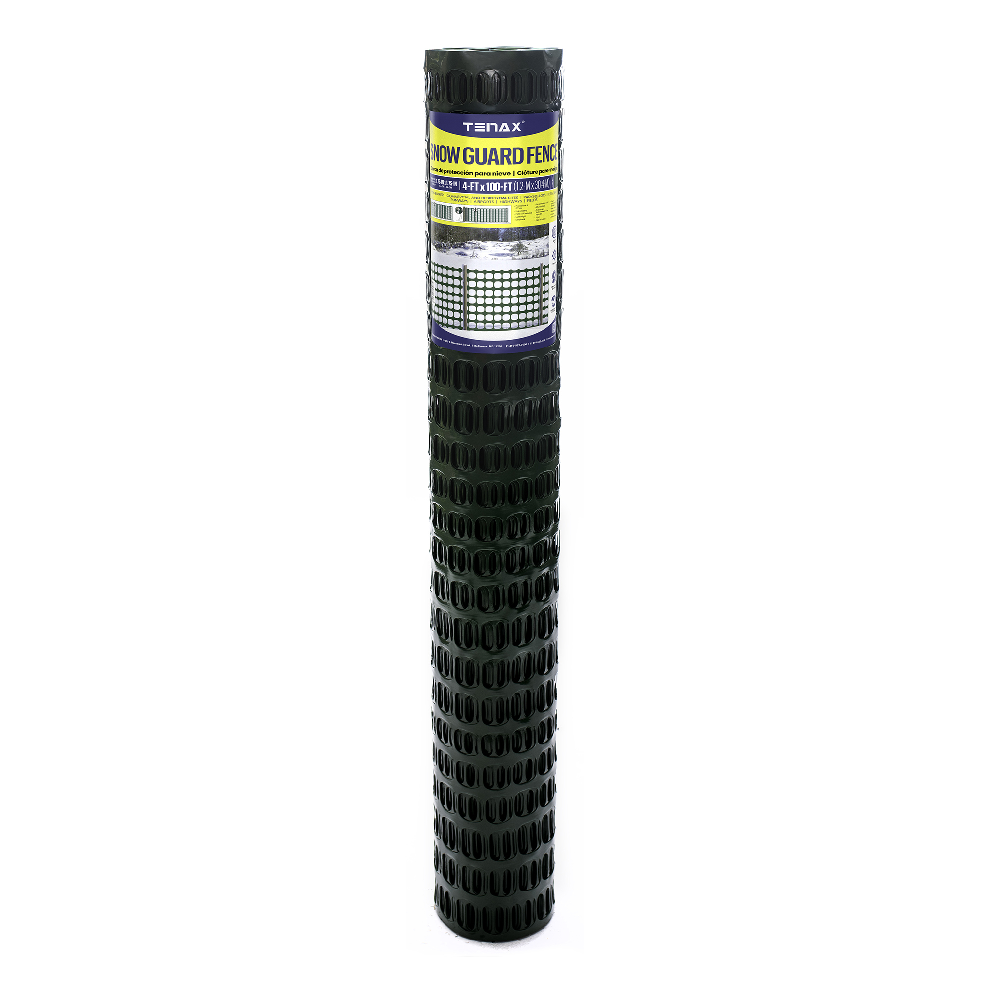 Tenax Snow Guard Fence — 4ft. x 100ft., High-Density Polyethylene, Green, Model# 2A240119